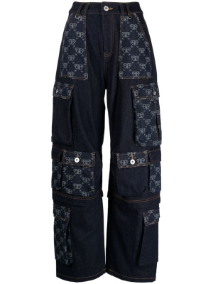 

High-rise monogram panelled jeans, BAPY BY *A BATHING APE® High-rise monogram panelled jeans