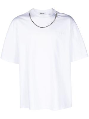 

Logo-embroidered chain-detail cotton T-shirt, AMBUSH Logo-embroidered chain-detail cotton T-shirt