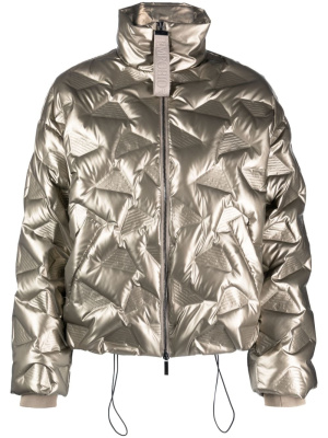 

Debossed-monogram quilted jacket, Emporio Armani Debossed-monogram quilted jacket