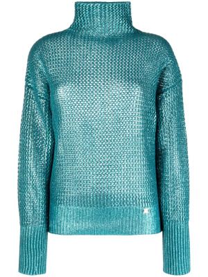 

Metallic open-knit roll-neck jumper, PINKO Metallic open-knit roll-neck jumper