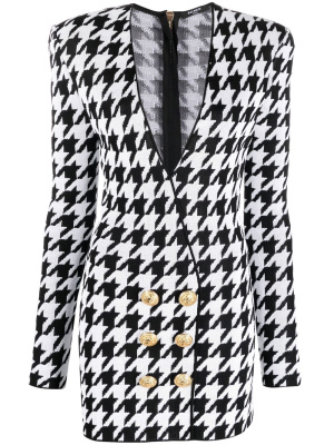 

Houndstooth-print dress, Balmain Houndstooth-print dress