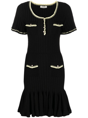 

Short-sleeve pleated knit dress, SANDRO Short-sleeve pleated knit dress