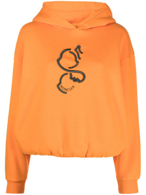 

Logo-embroidered jersey-fleece hoodie, Moncler Logo-embroidered jersey-fleece hoodie