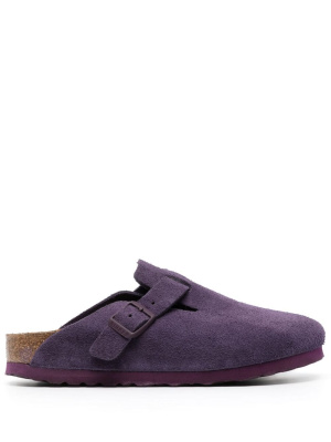 

Boston logo-debossed suede slides, Birkenstock Boston logo-debossed suede slides