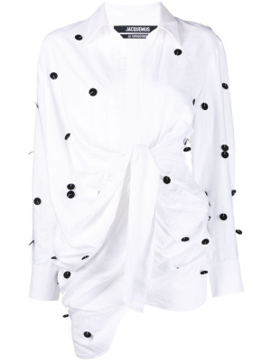 

Bahia embroidered wrap minidress, Jacquemus Bahia embroidered wrap minidress