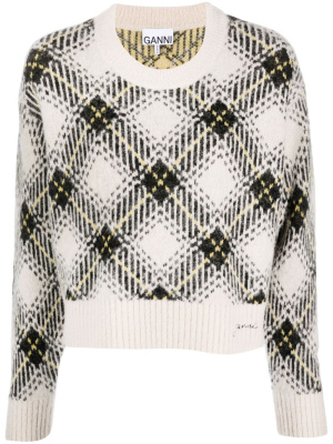 

Aryle-check wool-blend jumper, GANNI Aryle-check wool-blend jumper