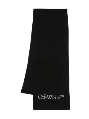 

Logo-embroidered virgin-wool scarf, Off-White Logo-embroidered virgin-wool scarf