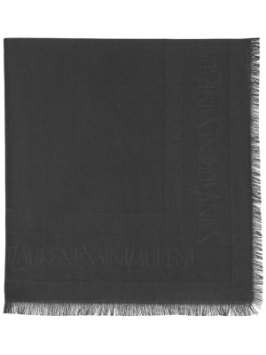 

Jacquard logo motif frayed scarf, Saint Laurent Jacquard logo motif frayed scarf