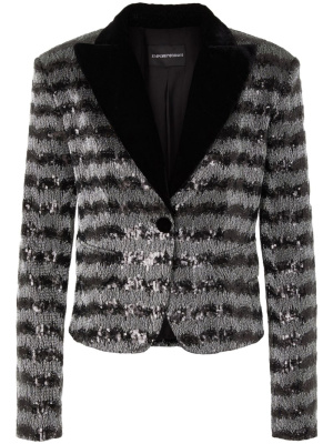 

Striped sequin cropped blazer, Emporio Armani Striped sequin cropped blazer