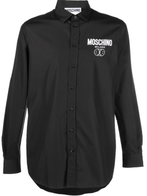

Logo-print long-sleeve shirt, Moschino Logo-print long-sleeve shirt