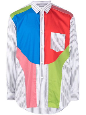 

Colour-block striped cotton shirt, Comme Des Garçons Shirt Colour-block striped cotton shirt