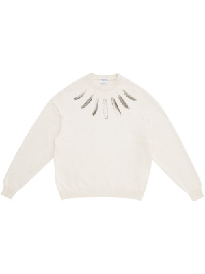 

Feather-print crew-neck jumper, Marcelo Burlon County of Milan Feather-print crew-neck jumper