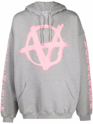 

Anarchy logo-print fleece hoodie, VETEMENTS Anarchy logo-print fleece hoodie