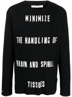 

Graphic-print distressed-finish jumper, 1017 ALYX 9SM Graphic-print distressed-finish jumper