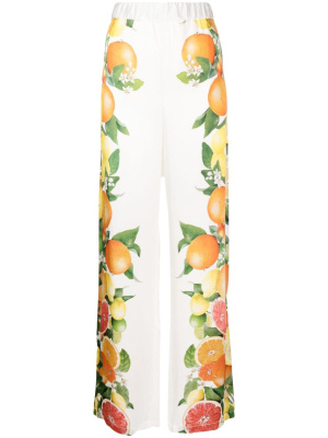 

Fruit-print silk palazzo trousers, Stella McCartney Fruit-print silk palazzo trousers