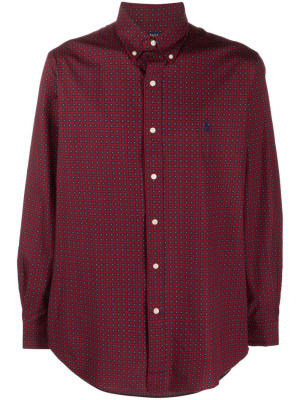 

Logo-embroidered monogram-pattern shirt, Polo Ralph Lauren Logo-embroidered monogram-pattern shirt