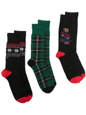 

Mix-print sock pack (pack of three), Polo Ralph Lauren Mix-print sock pack (pack of three)