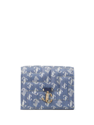 

Hanne monogram-jacquard quilted denim wallet, Jimmy Choo Hanne monogram-jacquard quilted denim wallet