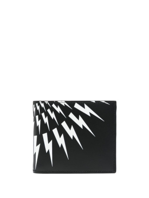 

Thunderbolt-print bi-fold leather wallet, Neil Barrett Thunderbolt-print bi-fold leather wallet