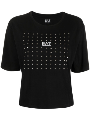 

Stud-embellished logo-print T-shirt, Ea7 Emporio Armani Stud-embellished logo-print T-shirt