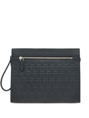 

Gancini embossed zipped clutch, Ferragamo Gancini embossed zipped clutch