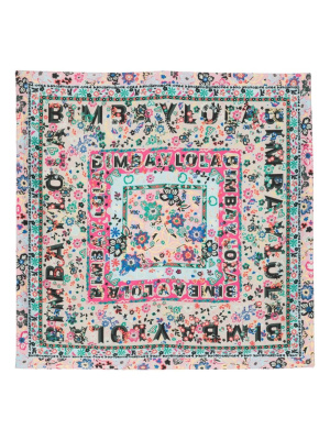 

Floral-motif logo-print scarf, Bimba y Lola Floral-motif logo-print scarf