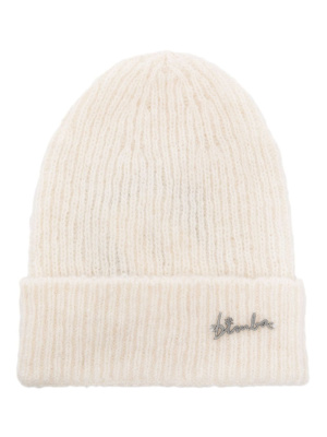 

Ribbed-knit logo-plaque beanie, Bimba y Lola Ribbed-knit logo-plaque beanie