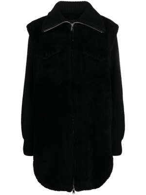 

Panelled zipped coat, Yves Salomon Panelled zipped coat