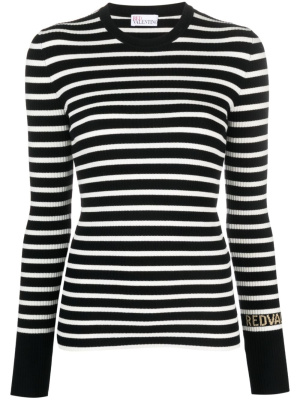 

Stripe-print crew-neck jumper, RED Valentino Stripe-print crew-neck jumper