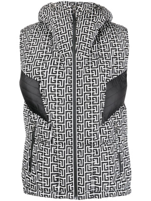 

Monogram-print padded gilet, Balmain Monogram-print padded gilet