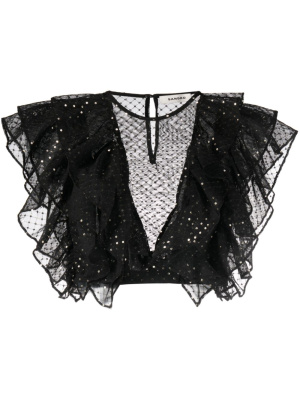 

Tamia ruffled cropped blouse, SANDRO Tamia ruffled cropped blouse