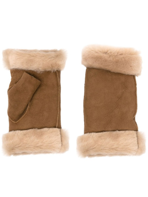 

Shearling-trim fingerless gloves, Mackintosh Shearling-trim fingerless gloves