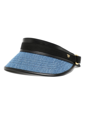 

Leather-trim denim visor, TOM FORD Leather-trim denim visor