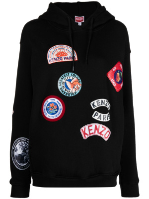 

Logo-patches organic-cotton hoodie, Kenzo Logo-patches organic-cotton hoodie