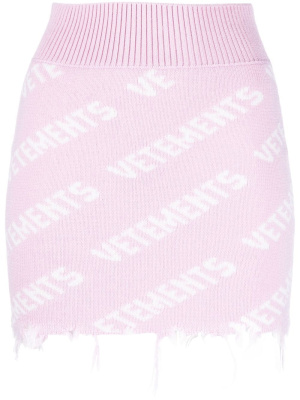 

Intarsia-knit logo miniskirt, VETEMENTS Intarsia-knit logo miniskirt