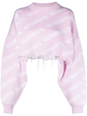 

Cropped intarsia-knit jumper, VETEMENTS Cropped intarsia-knit jumper