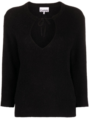 

Cut-out ribbed-knit jumper, GANNI Cut-out ribbed-knit jumper