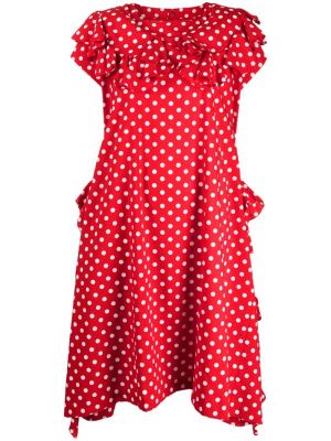 

Polka dot-print ruffled midi dress, Comme Des Garçons Comme Des Garçons Polka dot-print ruffled midi dress