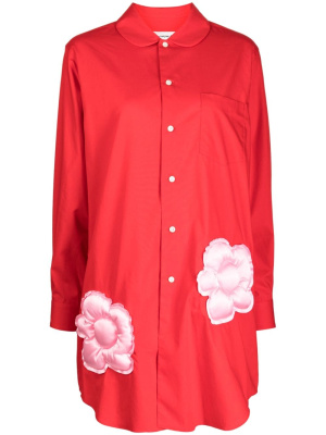 

Floral-appliqué cotton shirtdress, Comme Des Garçons Girl Floral-appliqué cotton shirtdress