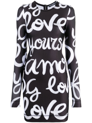

Logo-print long-sleeve bodycon dress, Dolce & Gabbana Logo-print long-sleeve bodycon dress