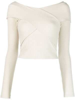 

Wrap-effect cropped ribbed-knit top, Polo Ralph Lauren Wrap-effect cropped ribbed-knit top
