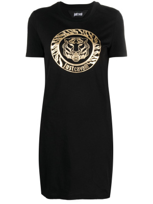 

Logo-flocked cotton T-shirt dress, Just Cavalli Logo-flocked cotton T-shirt dress