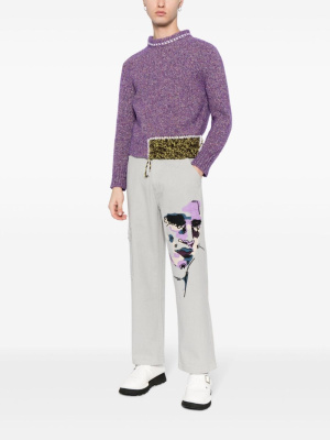 

Face-embroidered straight-leg jeans, KidSuper Face-embroidered straight-leg jeans