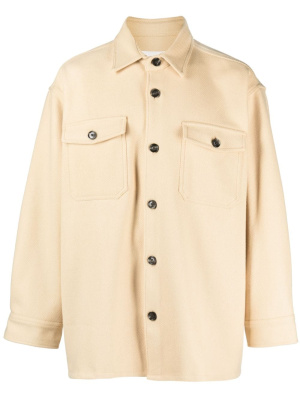 

Spread-collar wool-blend shirt jacket, AMI Paris Spread-collar wool-blend shirt jacket