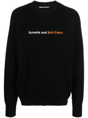 

Slogan-embroidery crew-neck jumper, Palm Angels Slogan-embroidery crew-neck jumper