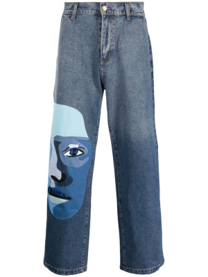 

Face-patchwork straight-leg jeans, KidSuper Face-patchwork straight-leg jeans