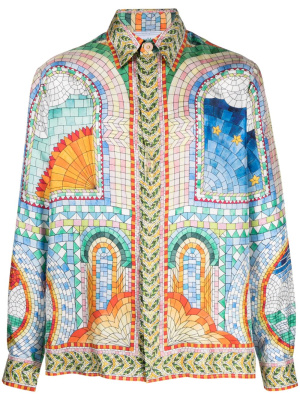 

Mosaic De Damas-print silk shirt, Casablanca Mosaic De Damas-print silk shirt