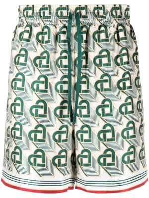 

Heart Monogram silk shorts, Casablanca Heart Monogram silk shorts