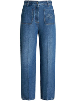 

Pegaso-embroidered cropped jeans, ETRO Pegaso-embroidered cropped jeans