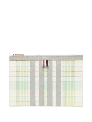 

Plaid-check print clutch bag, Thom Browne Plaid-check print clutch bag